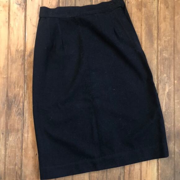 Vintage black custom made wool pencil skirt 1970s size small - Picture 1 of 6